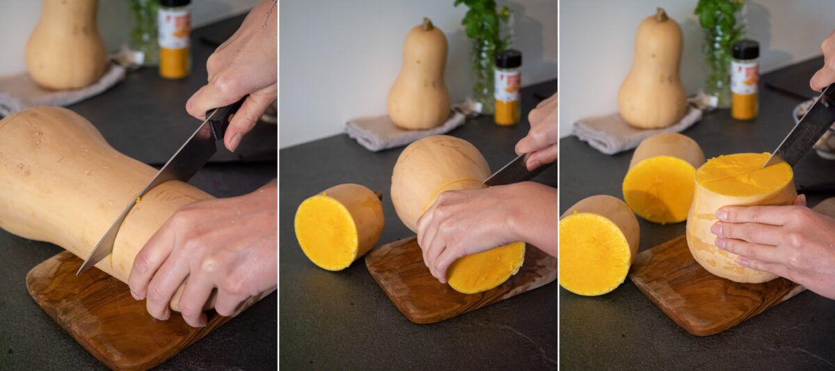 étapes pour couper un butternut facilement