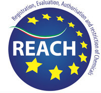 logo de la réglementation REACH qui encadre l'enregistrement, l'évaluation et l'autorisation des substances chimiques
