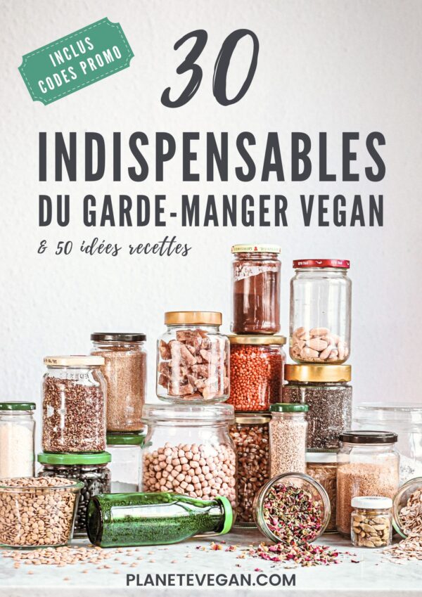 couverture du e-book de Planète Vegan sur les Indispensables du garde-manger vegan